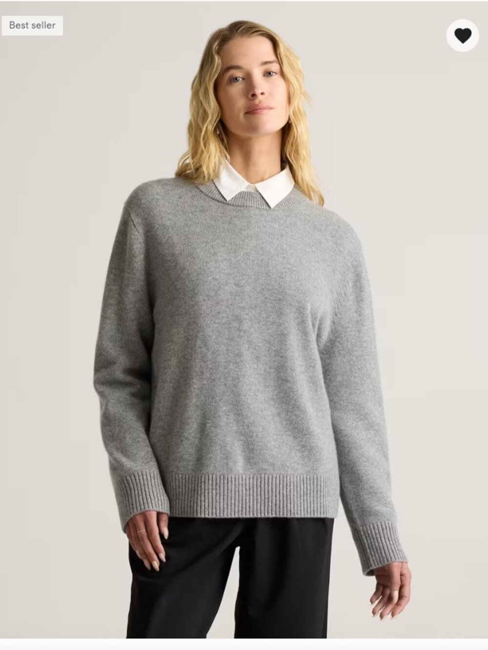 Mongolian Cashmere Oversized Crewneck Sweater (Quince) - Heather Gray - Medium - Picture 2 of 5